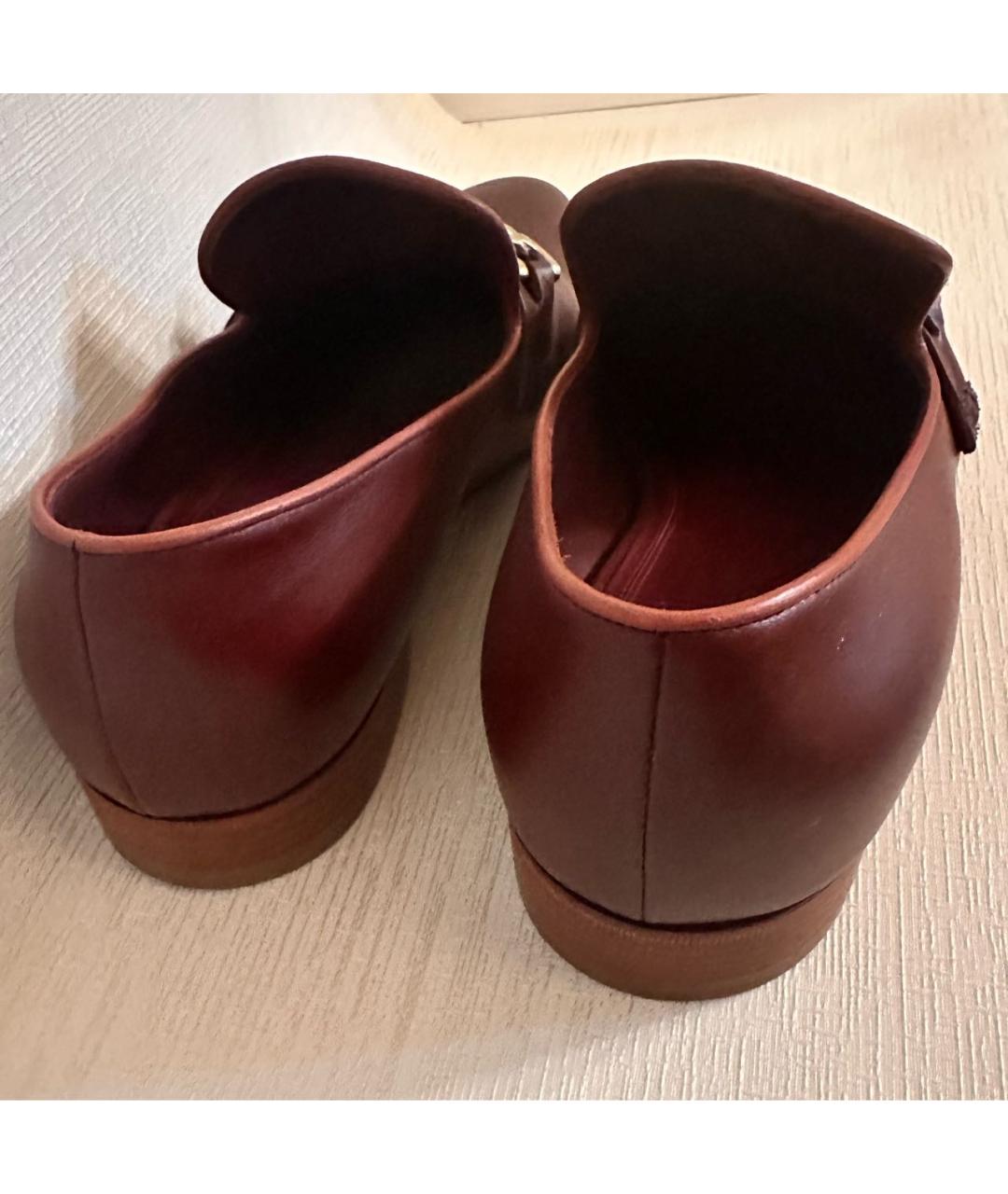 CELINE Бордовые кожаные лоферы, фото 3