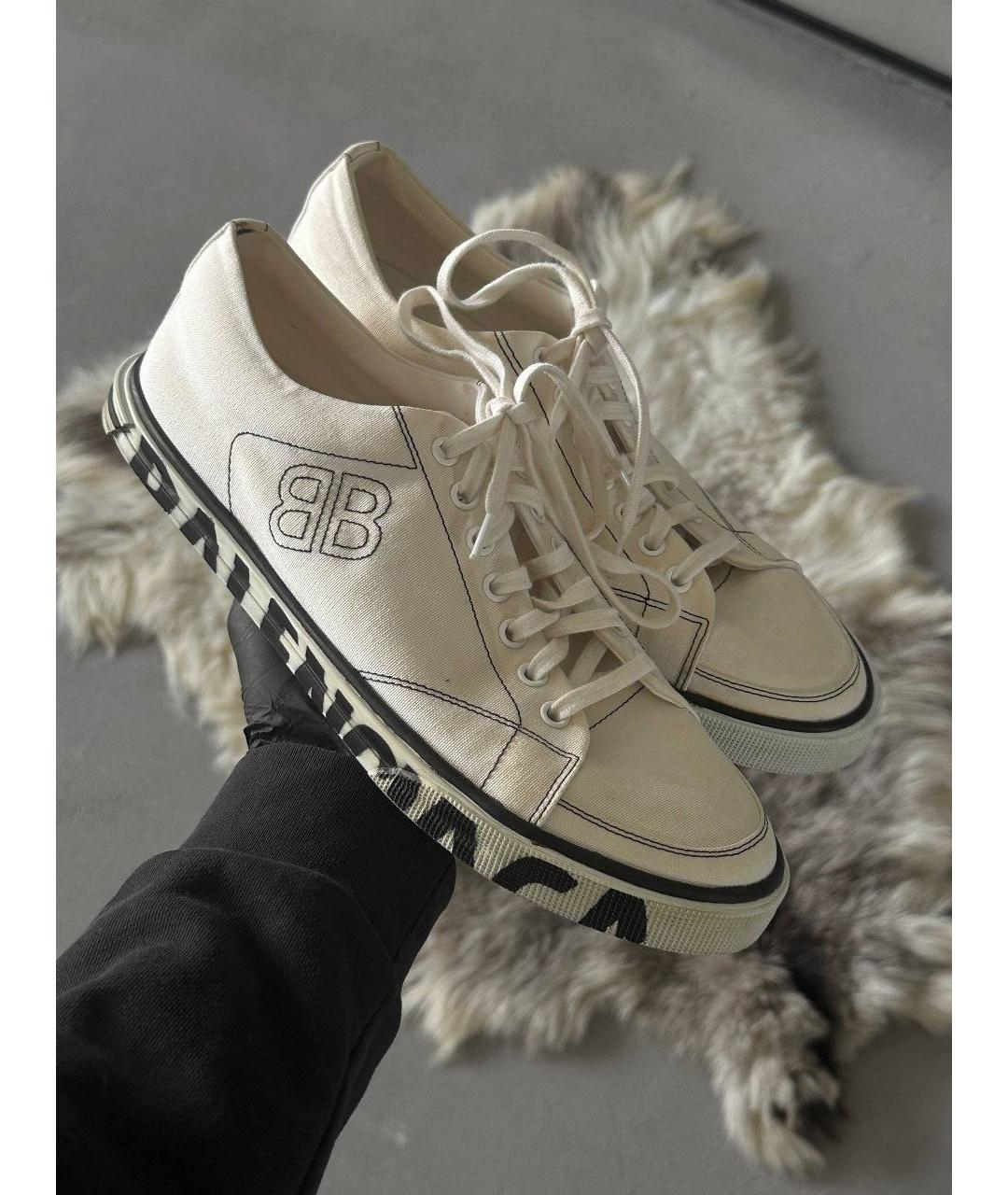 BALENCIAGA Бежевые текстильные низкие кроссовки / кеды, фото 5
