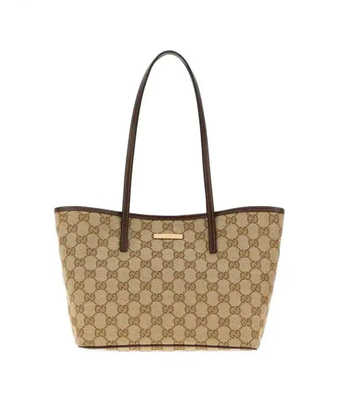 GUCCI Бежевая синтетическая сумка тоут, фото 1