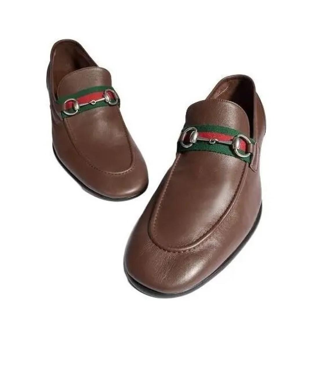 GUCCI Коричневые кожаные лоферы, фото 3