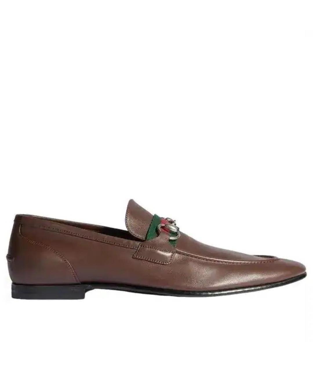 GUCCI Коричневые кожаные лоферы, фото 1