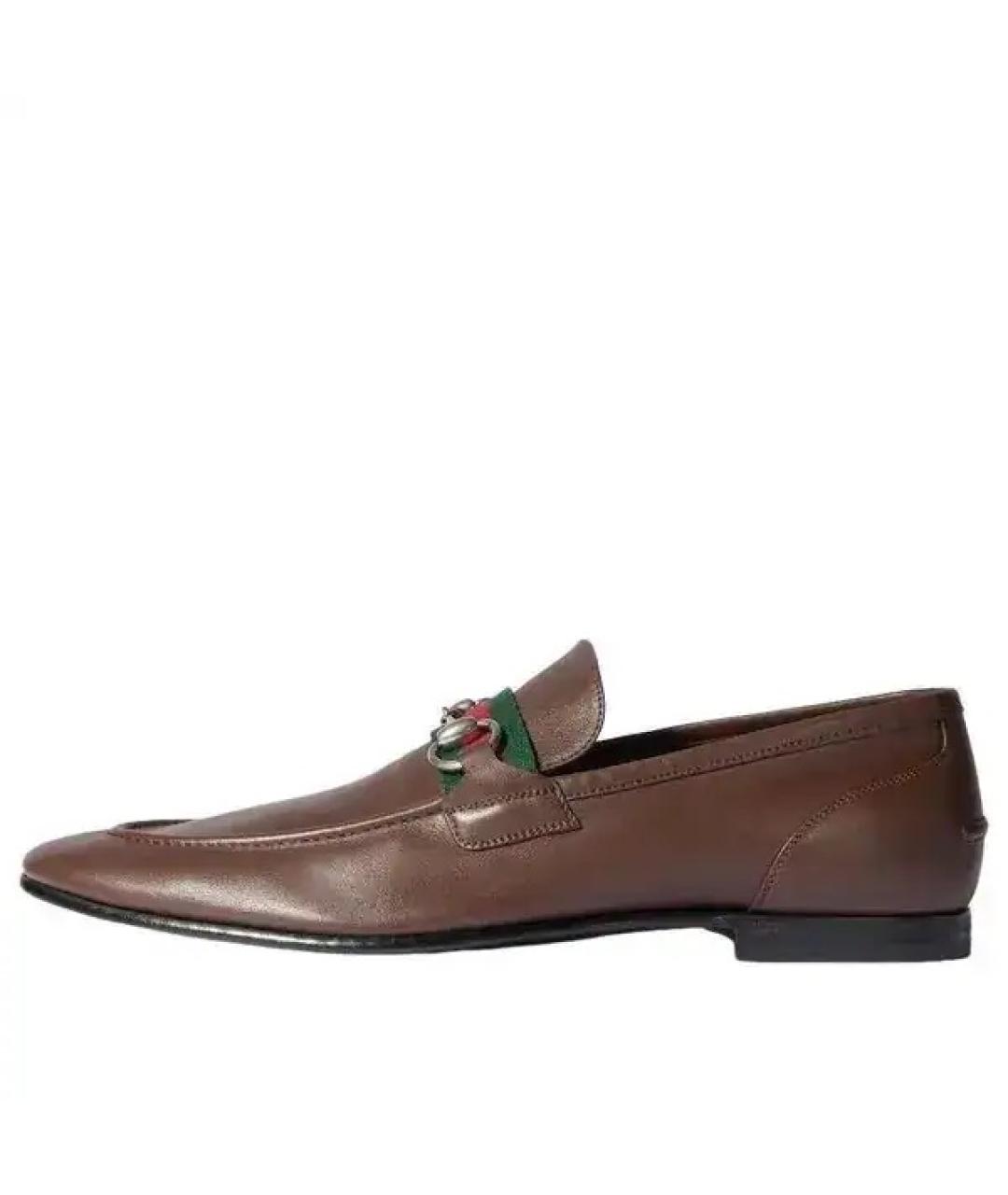 GUCCI Коричневые кожаные лоферы, фото 7