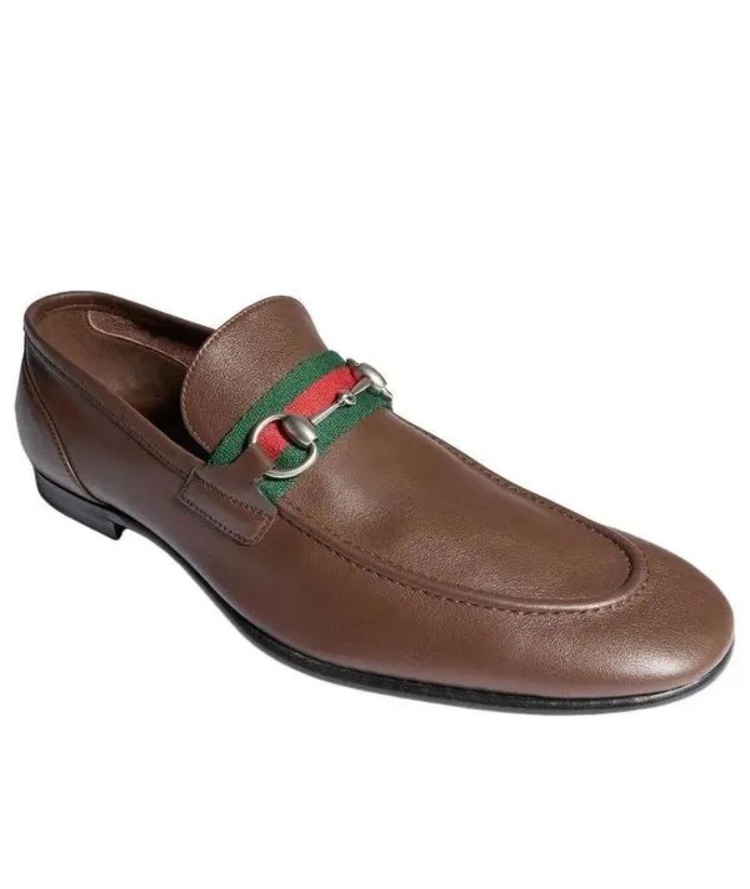 GUCCI Коричневые кожаные лоферы, фото 2