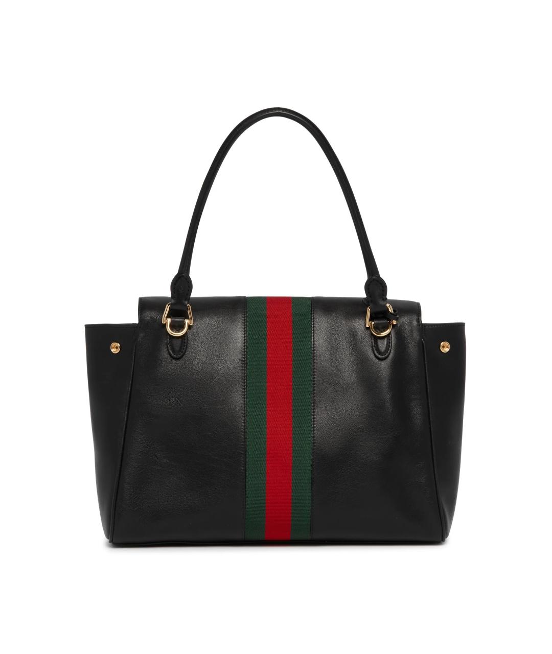 GUCCI Черная кожаная сумка с короткими ручками, фото 5