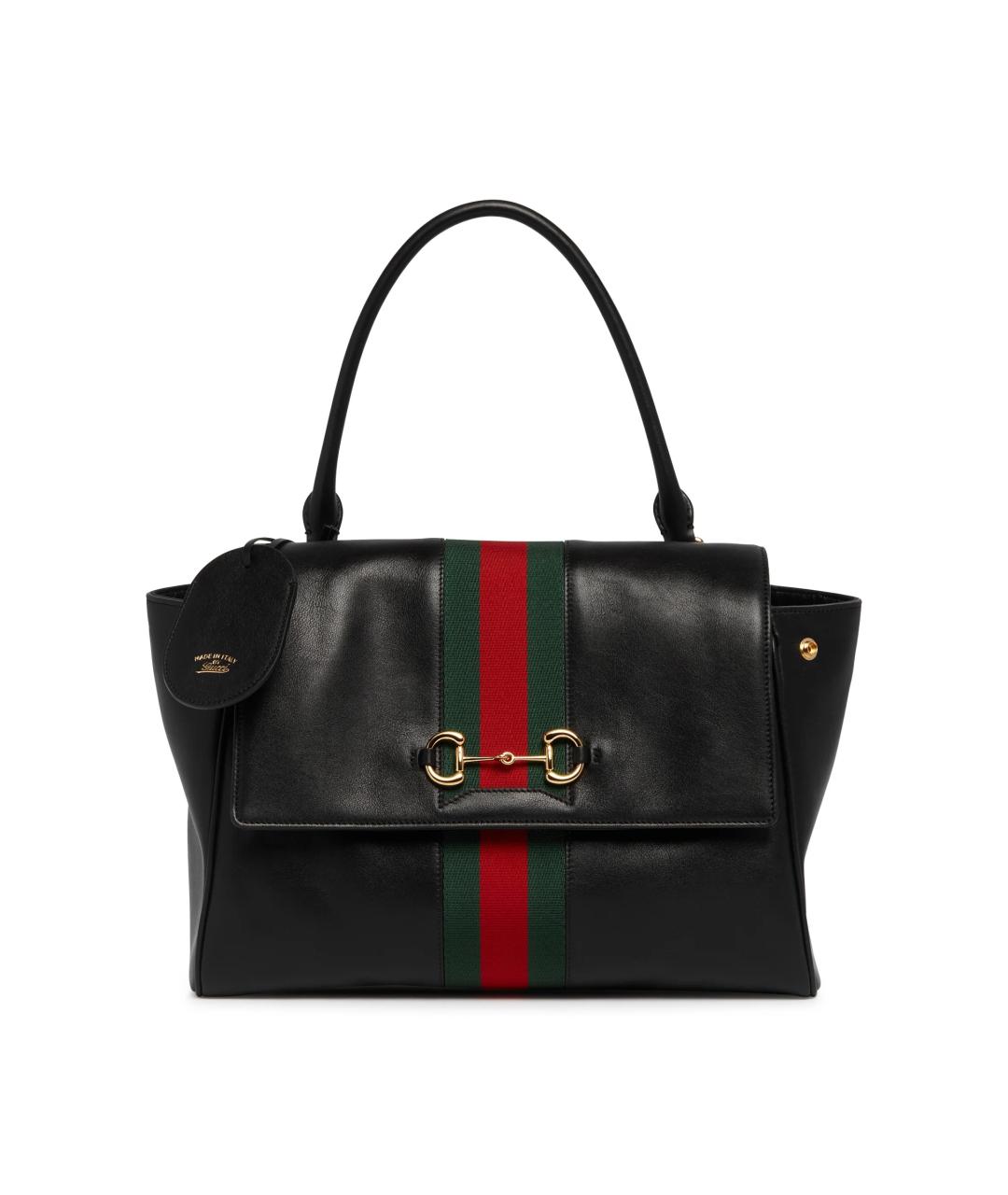 GUCCI Черная кожаная сумка с короткими ручками, фото 1