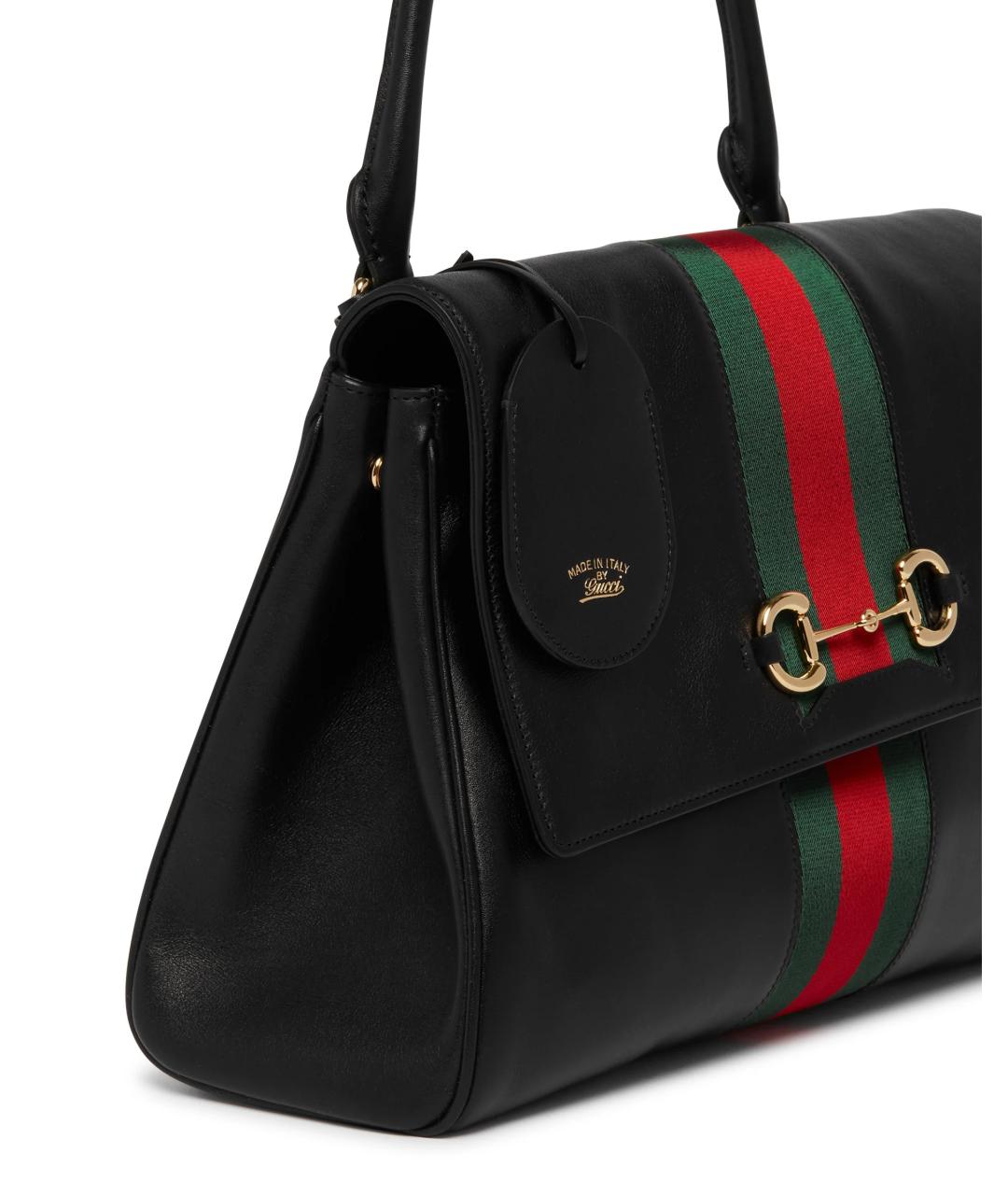 GUCCI Черная кожаная сумка с короткими ручками, фото 3