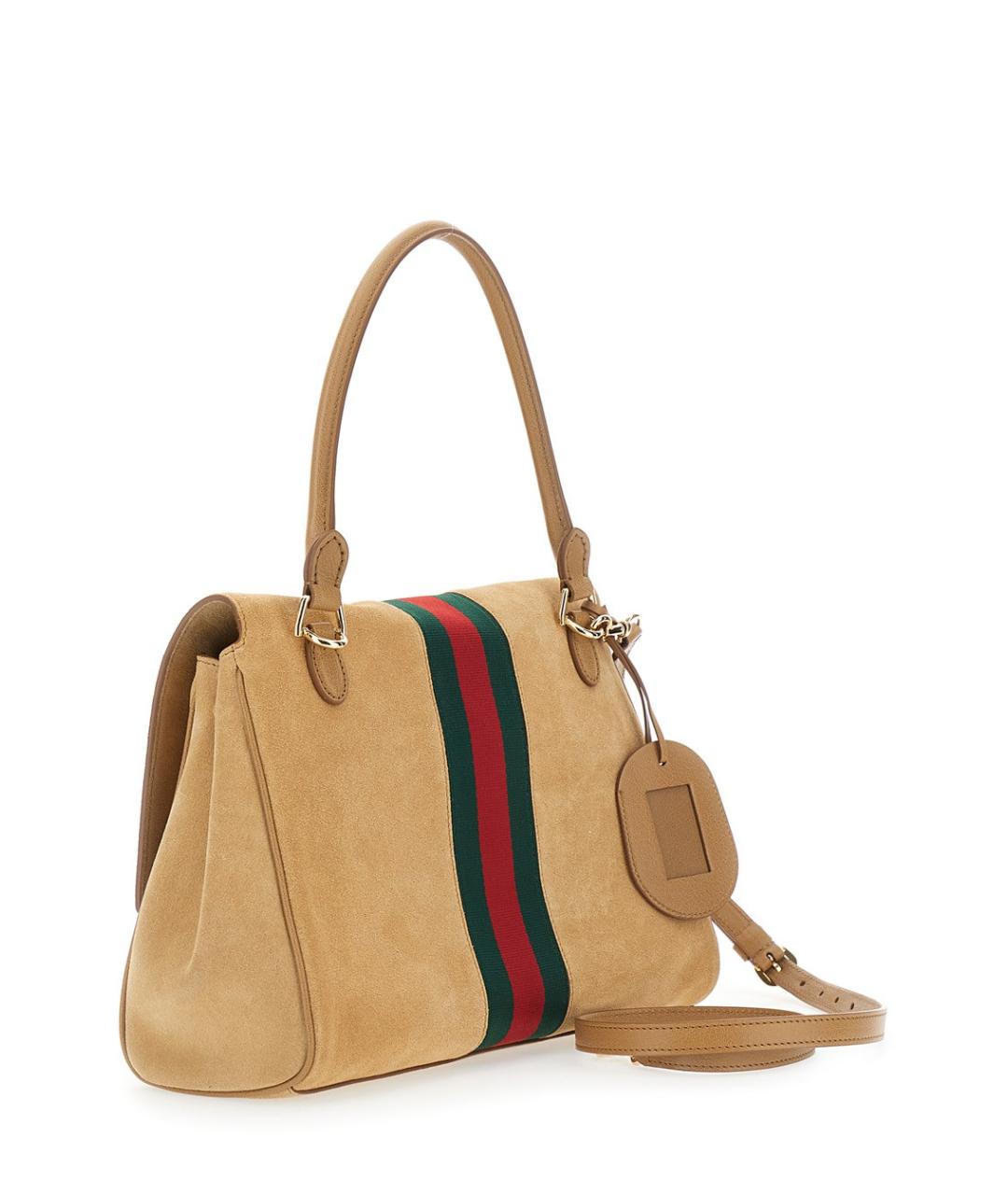 GUCCI Бежевая замшевая сумка с короткими ручками, фото 4