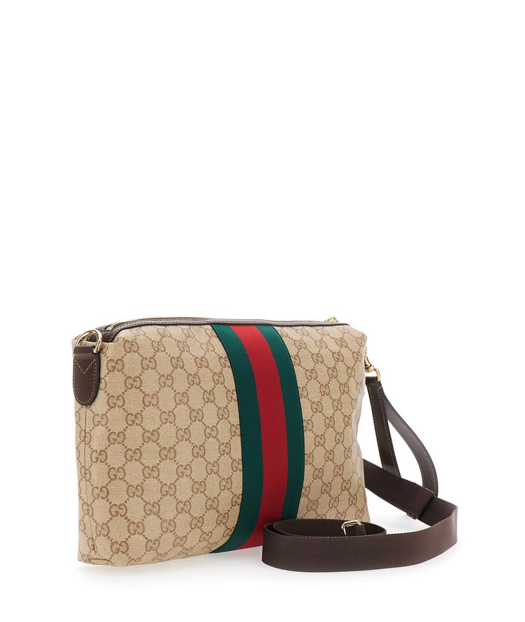 GUCCI Бежевая хлопковая сумка на плечо, фото 3