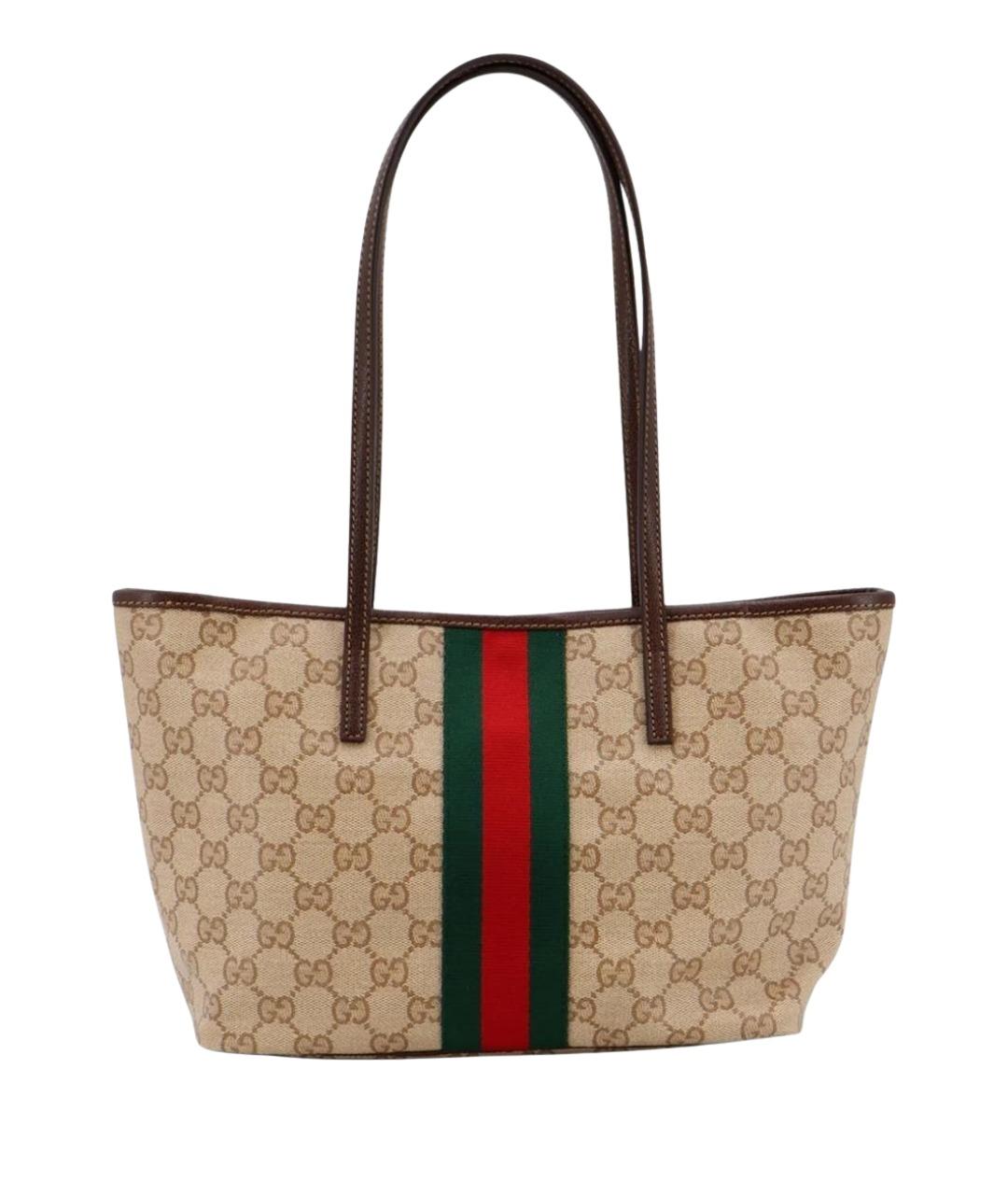 GUCCI Бежевая хлопковая сумка тоут, фото 1