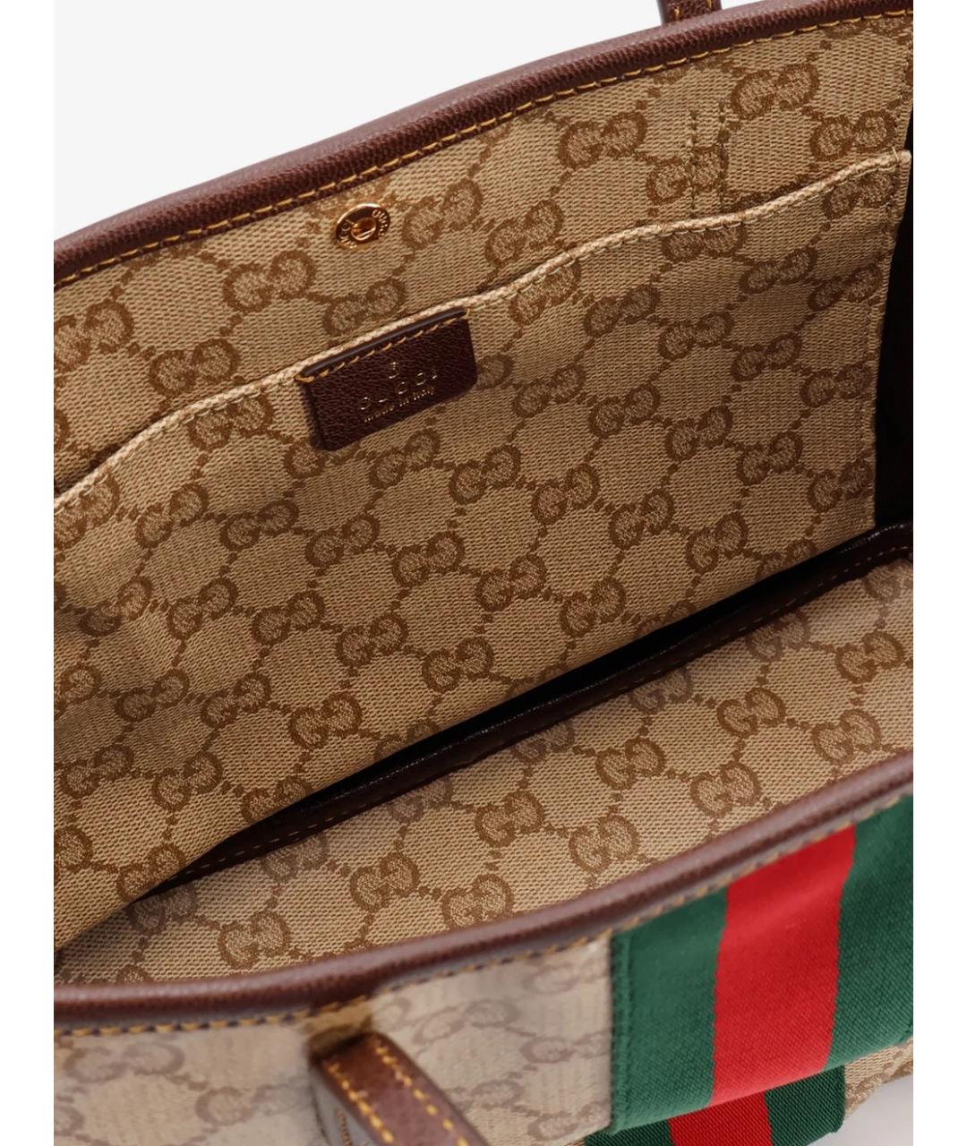 GUCCI Бежевая хлопковая сумка тоут, фото 3