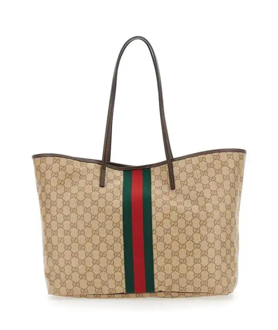 GUCCI Бежевая хлопковая сумка тоут, фото 1