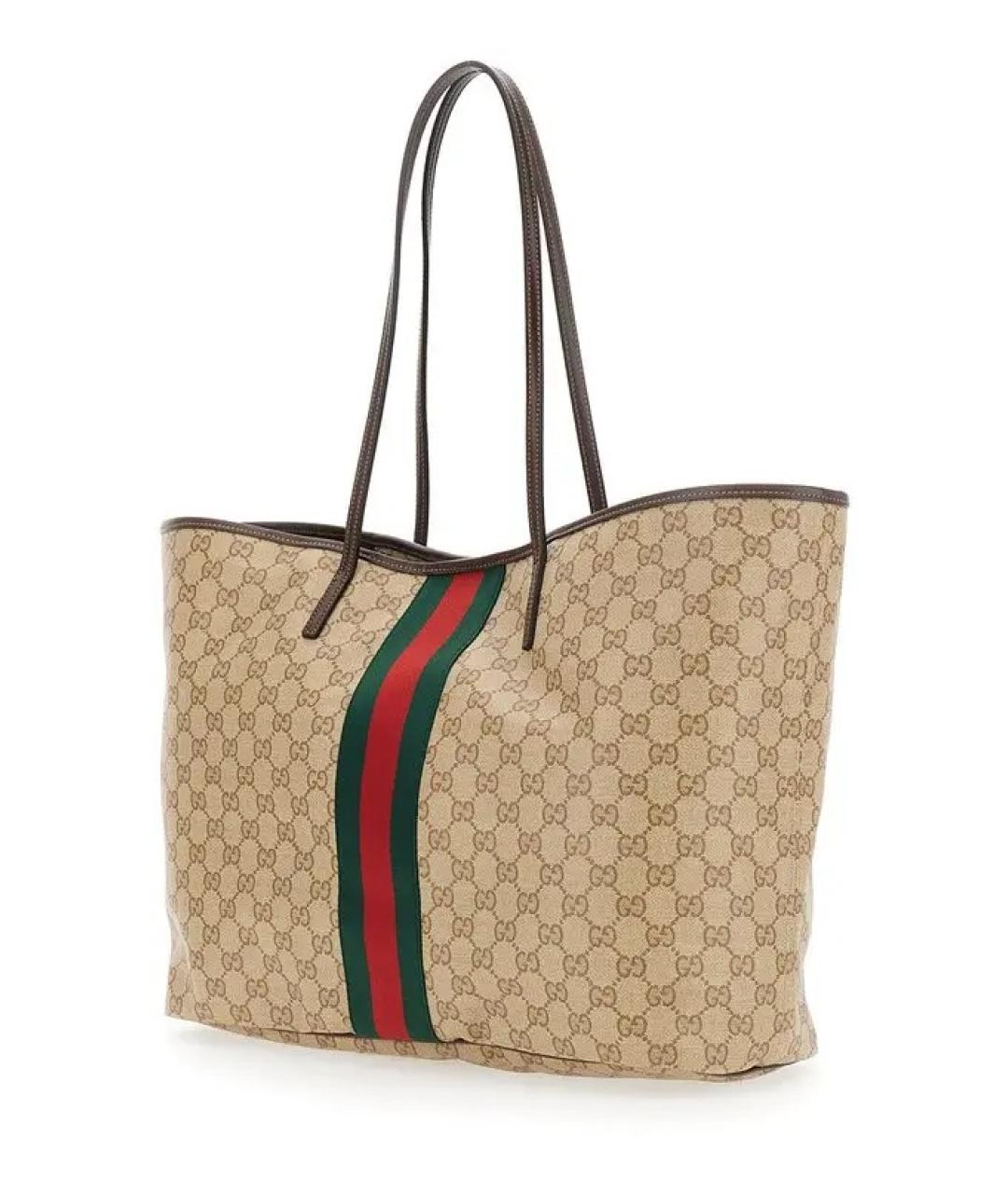 GUCCI Бежевая хлопковая сумка тоут, фото 3