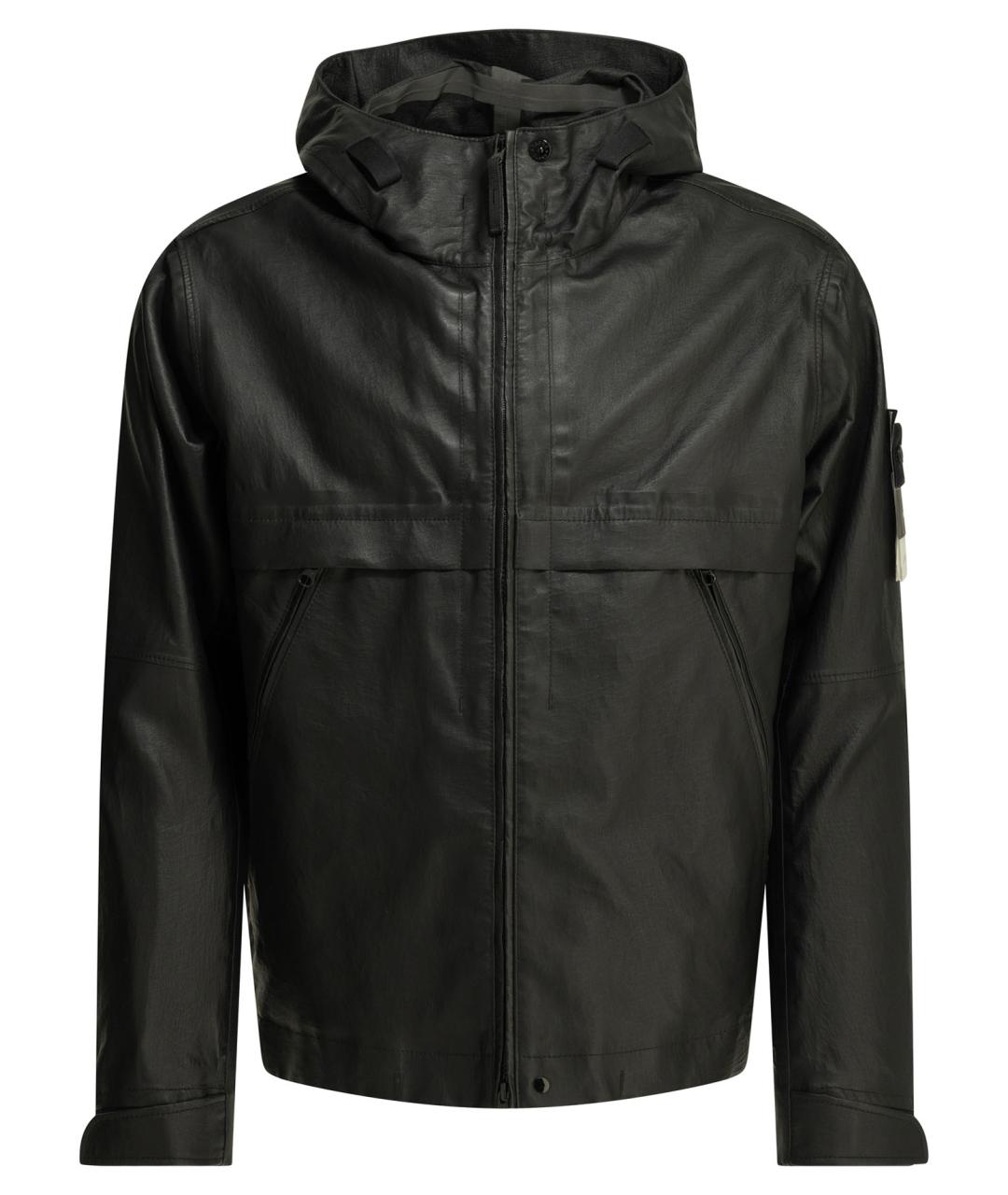 STONE ISLAND Черная кожаная куртка, фото 1
