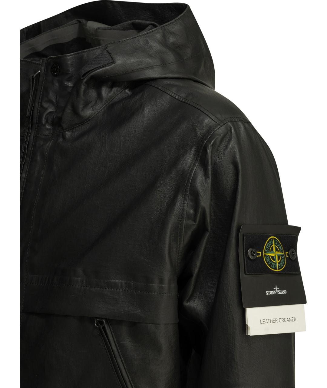 STONE ISLAND Черная кожаная куртка, фото 3