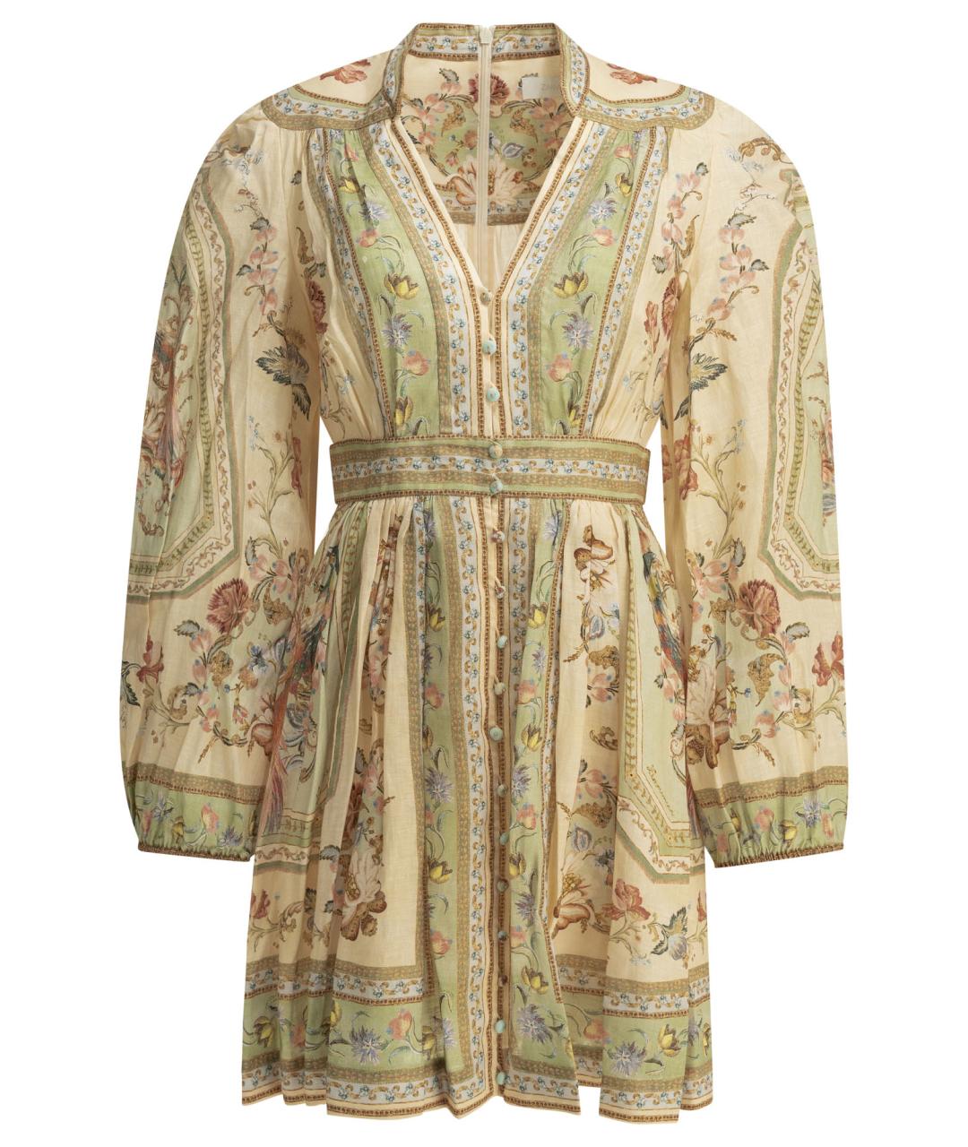 ZIMMERMANN Бежевое льняное повседневное платье, фото 1