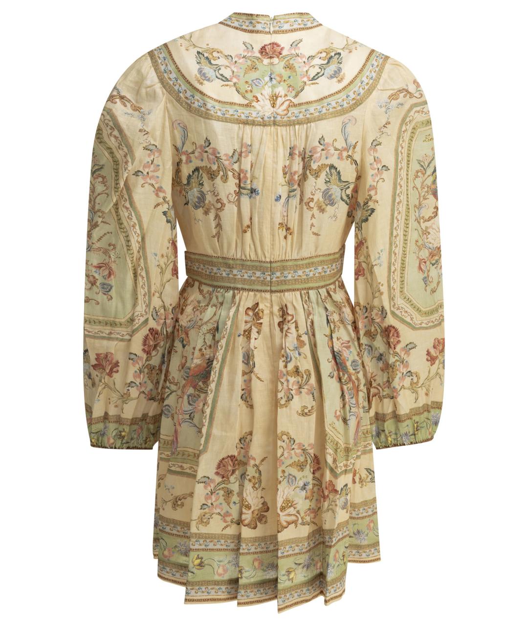 ZIMMERMANN Бежевое льняное повседневное платье, фото 2