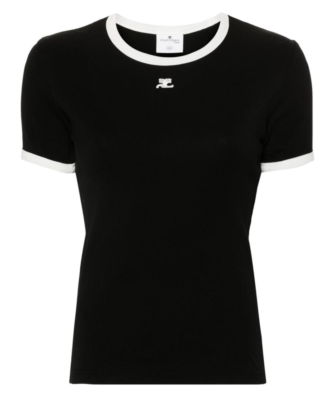 COURREGES Черная хлопковая футболка, фото 5