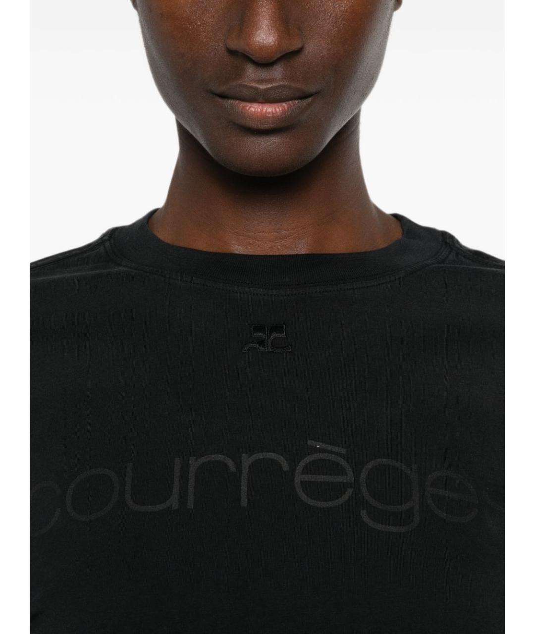COURREGES Черная хлопковая футболка, фото 3
