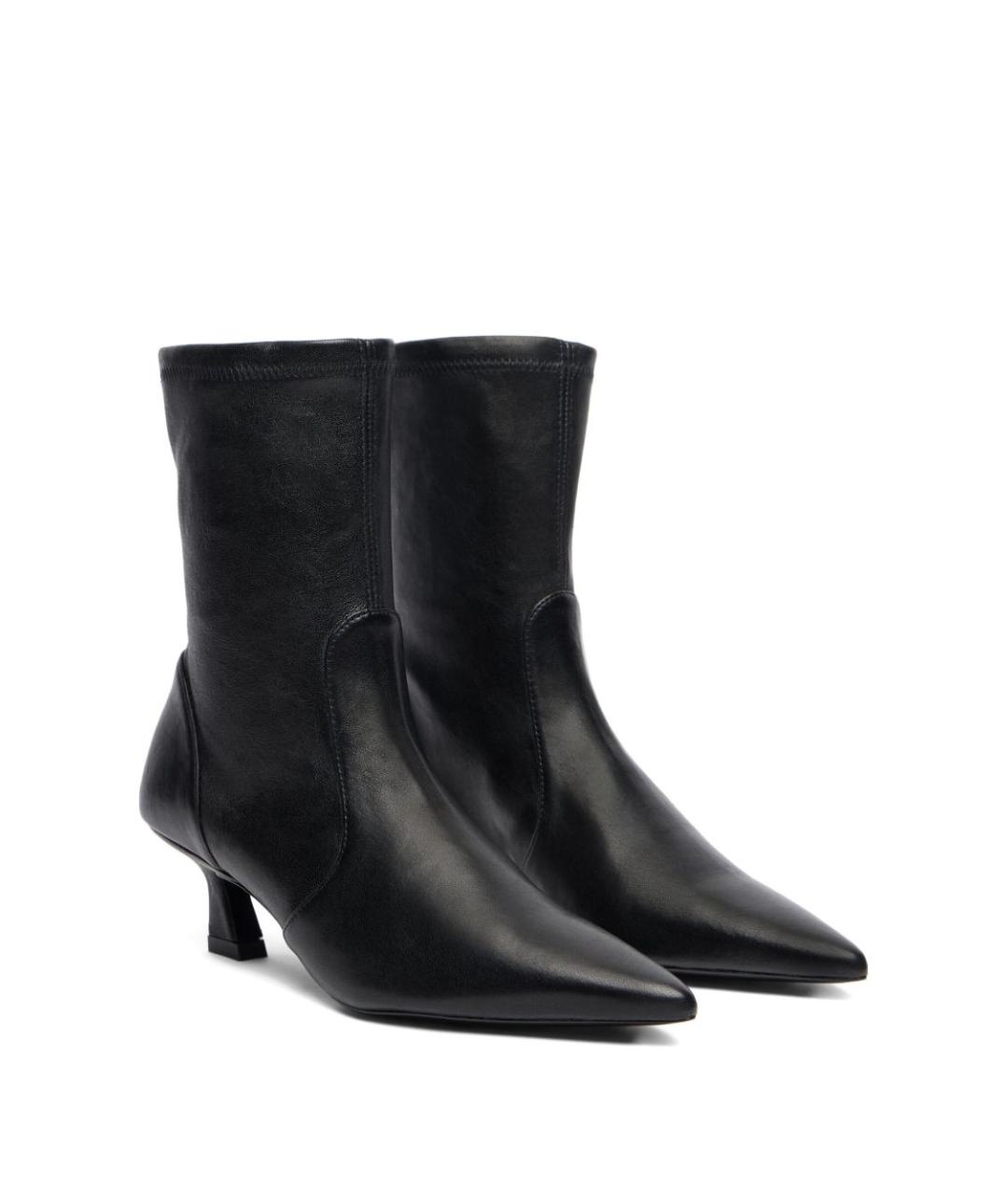 STUART WEITZMAN Черные кожаные ботильоны, фото 2
