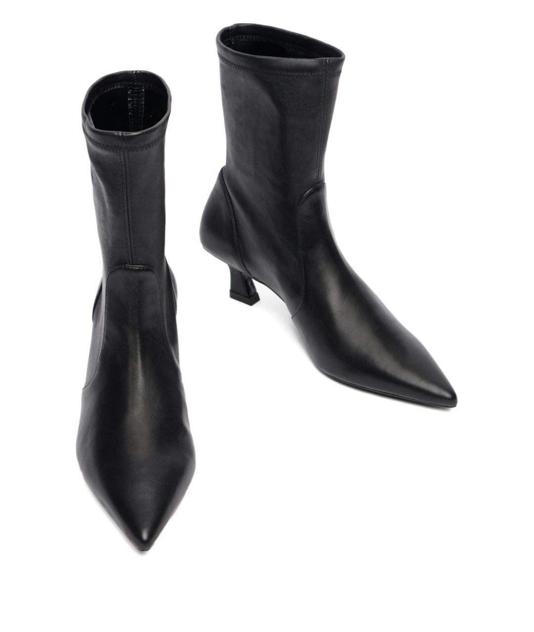 STUART WEITZMAN Черные кожаные ботильоны, фото 4