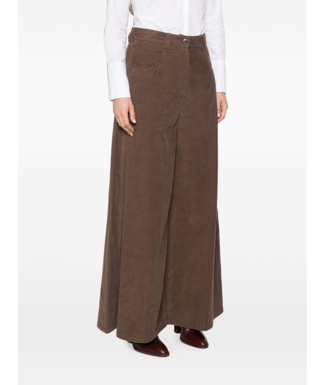 BRUNELLO CUCINELLI Коричневые хлопковые брюки широкие, фото 2