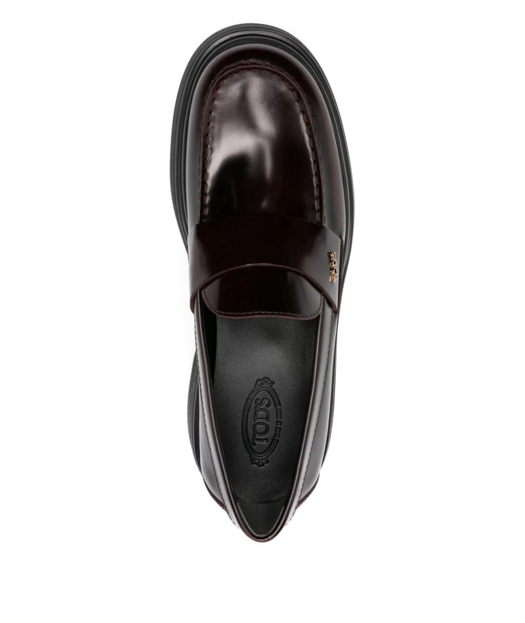 TOD'S Бордовые кожаные лоферы, фото 2