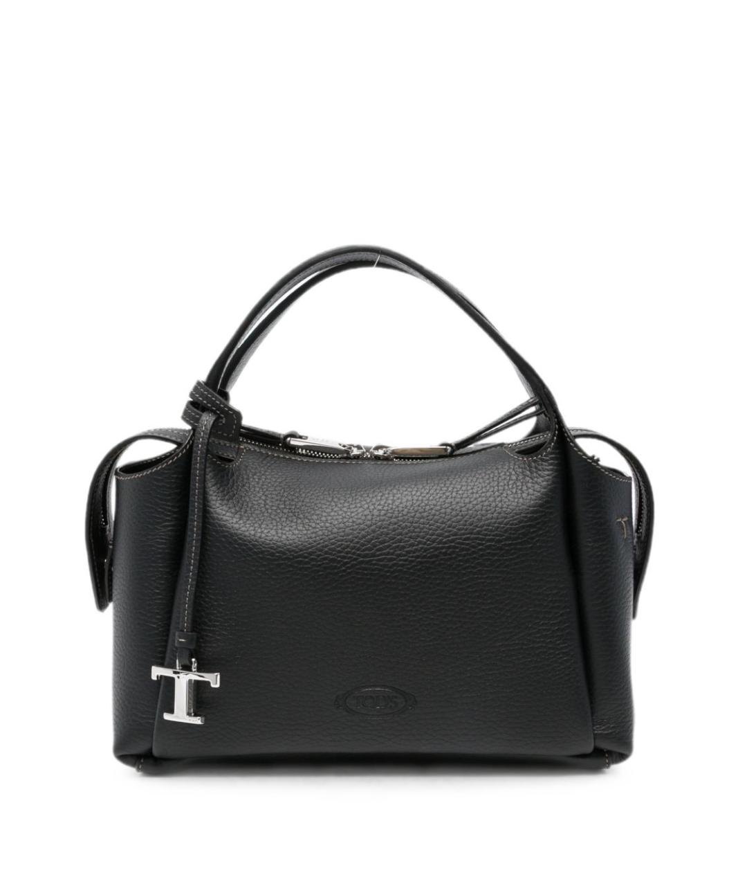 TOD'S Черная кожаная сумка с короткими ручками, фото 1