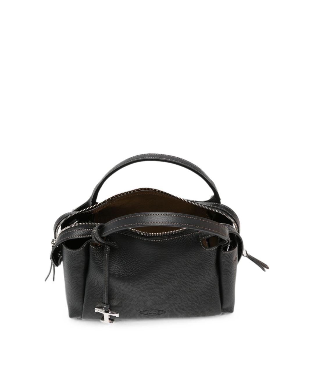 TOD'S Черная кожаная сумка с короткими ручками, фото 4