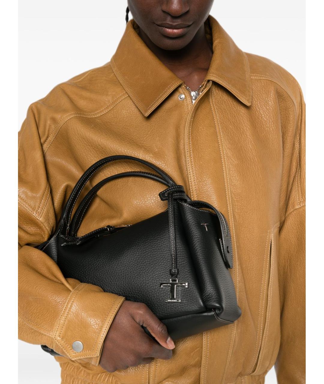 TOD'S Черная кожаная сумка с короткими ручками, фото 3