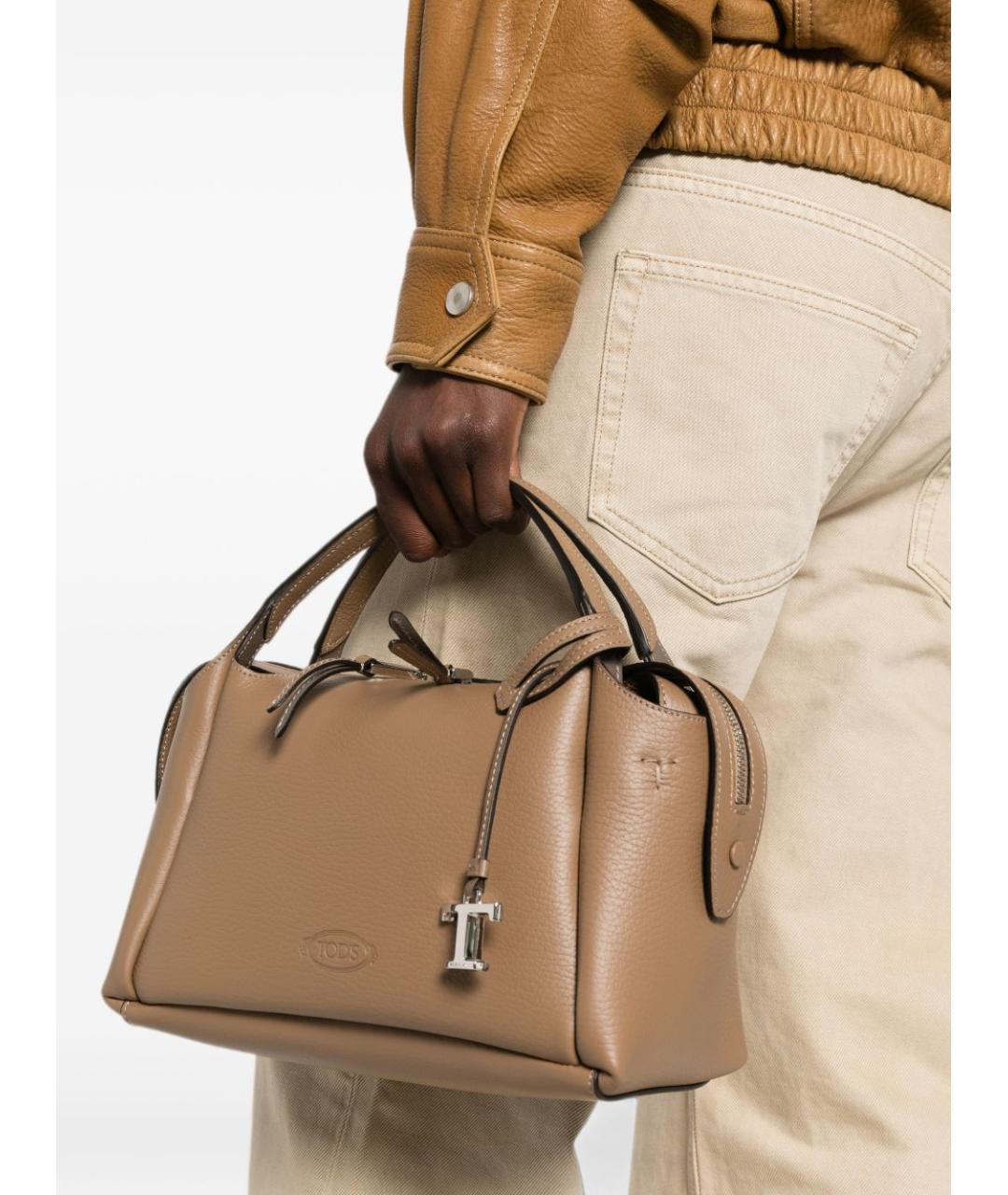 TOD'S Коричневая кожаная сумка с короткими ручками, фото 4
