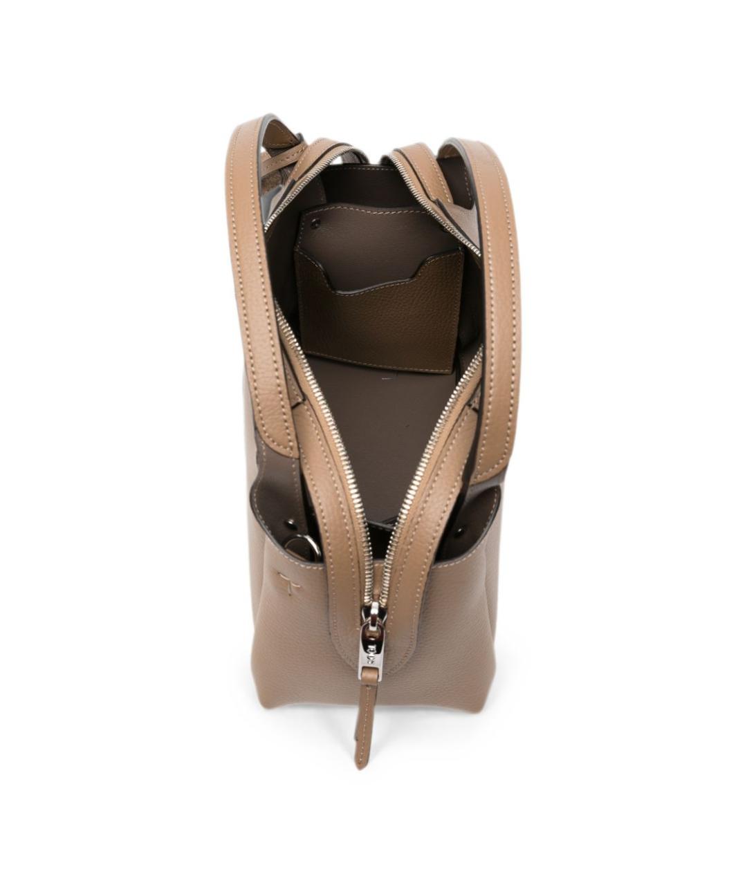 TOD'S Коричневая кожаная сумка с короткими ручками, фото 3