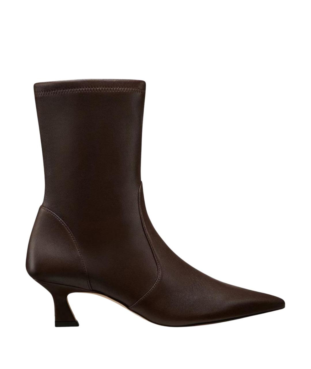 STUART WEITZMAN Коричневые кожаные ботильоны, фото 1