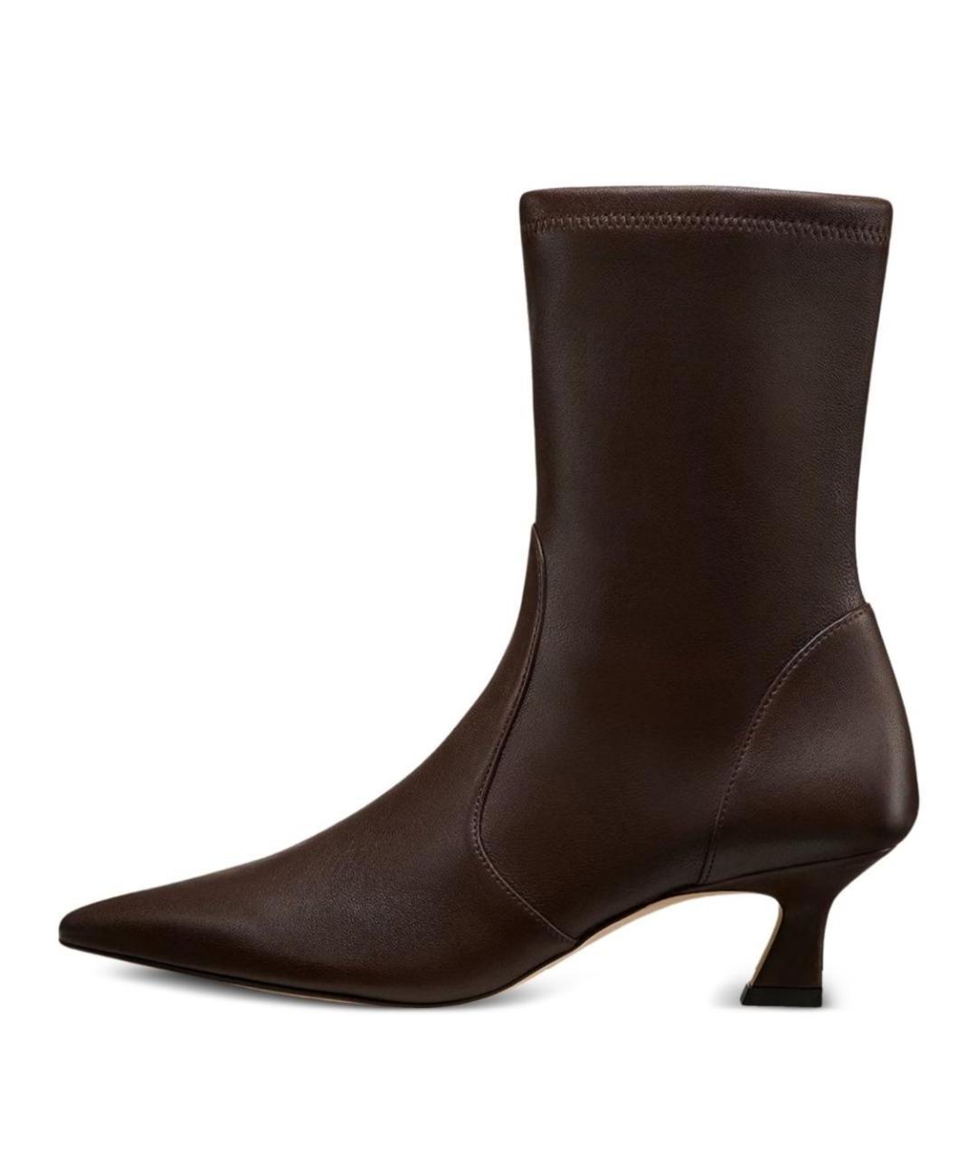 STUART WEITZMAN Коричневые кожаные ботильоны, фото 3