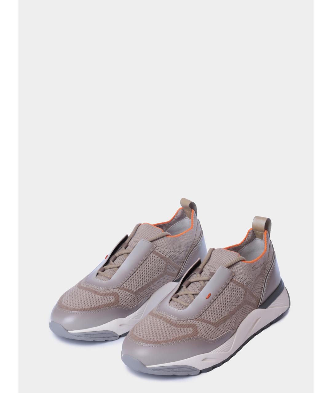 SANTONI Серые текстильные низкие кроссовки / кеды, фото 2