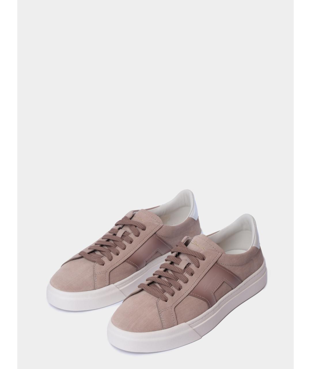 SANTONI Бежевые текстильные низкие кроссовки / кеды, фото 2