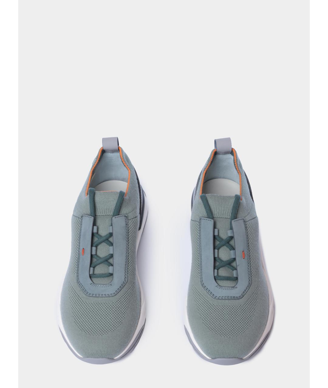 SANTONI Зеленые текстильные низкие кроссовки / кеды, фото 5