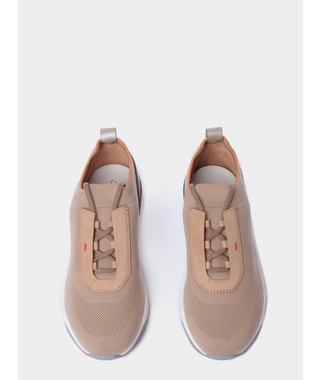 SANTONI Бежевые текстильные низкие кроссовки / кеды, фото 5