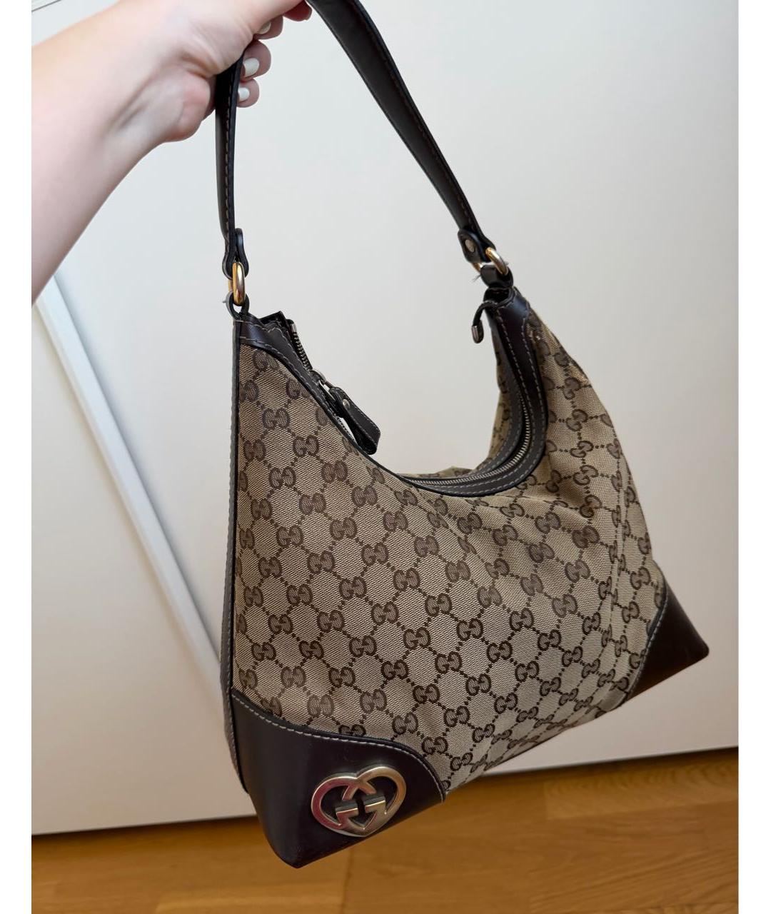 GUCCI Коричневая тканевая сумка через плечо, фото 9