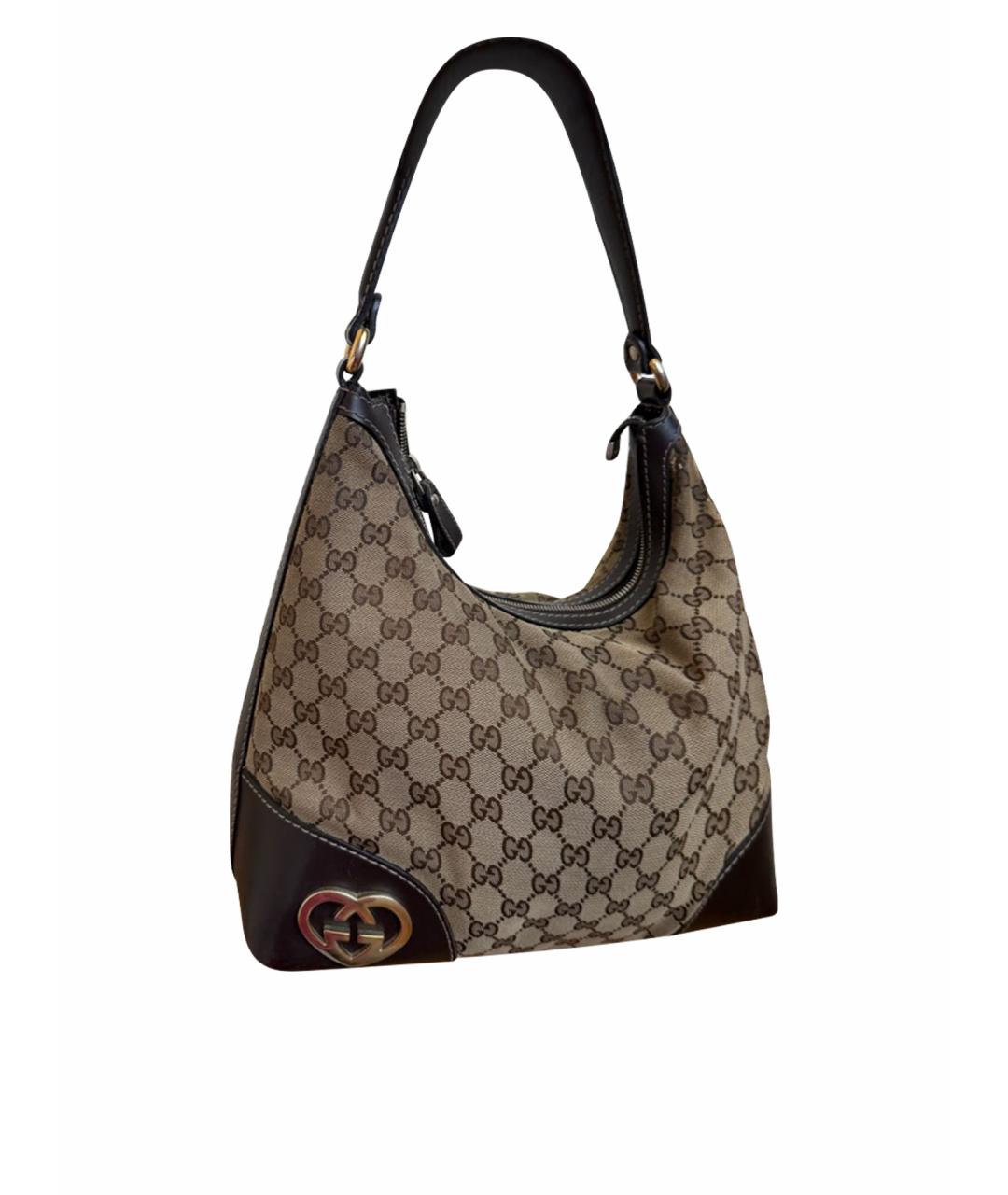 GUCCI Коричневая тканевая сумка через плечо, фото 1
