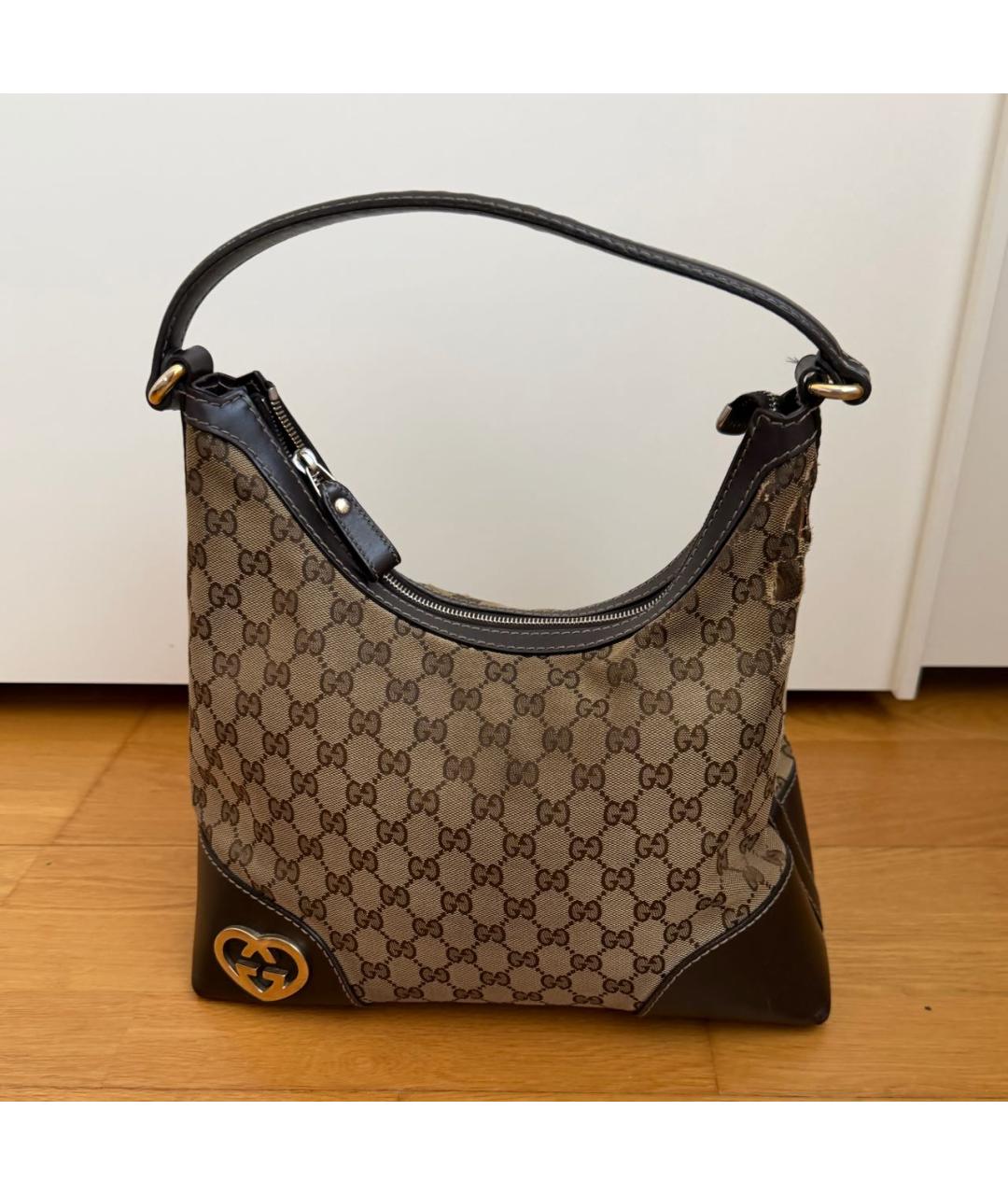 GUCCI Коричневая тканевая сумка через плечо, фото 3
