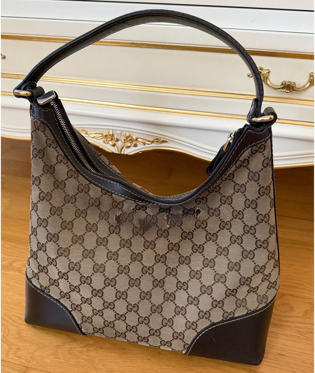 GUCCI Коричневая тканевая сумка через плечо, фото 2