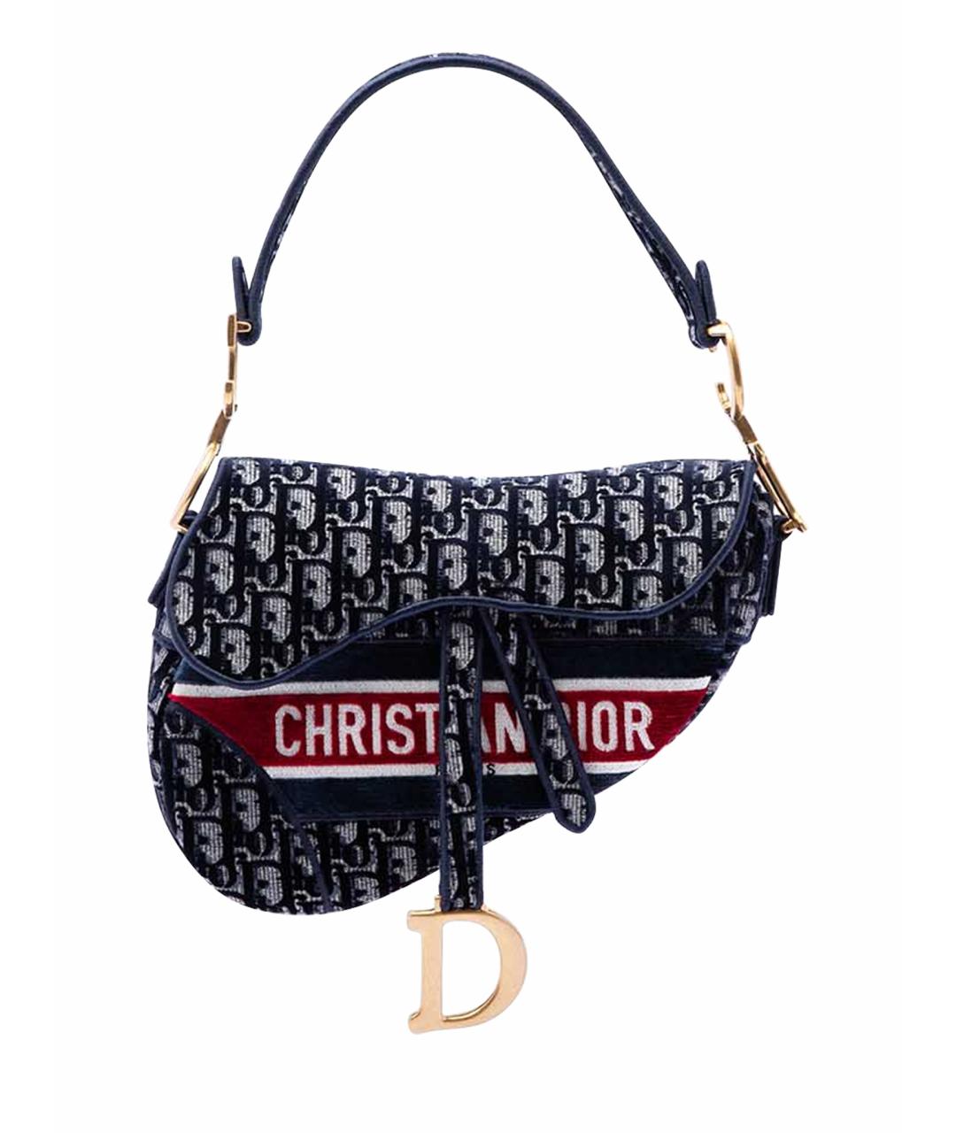 CHRISTIAN DIOR Темно-синяя замшевая сумка с короткими ручками, фото 1