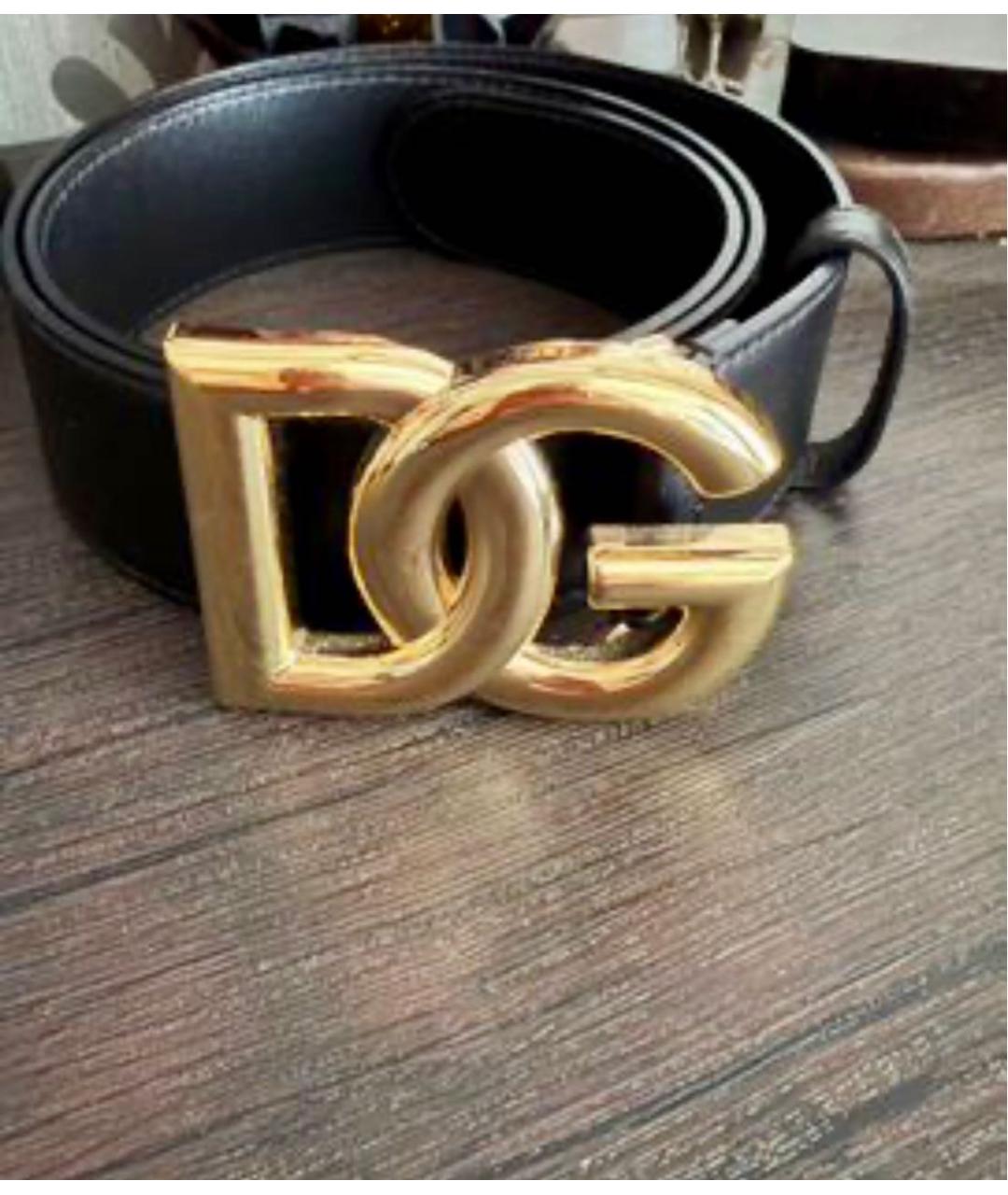 DOLCE&GABBANA Черный кожаный ремень, фото 3