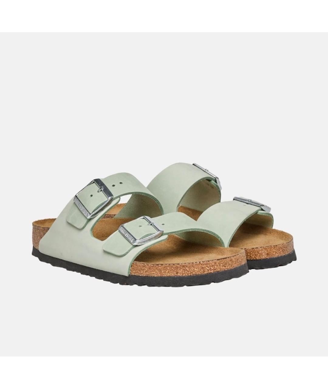 BIRKENSTOCK Зеленые замшевые шлепанцы, фото 4