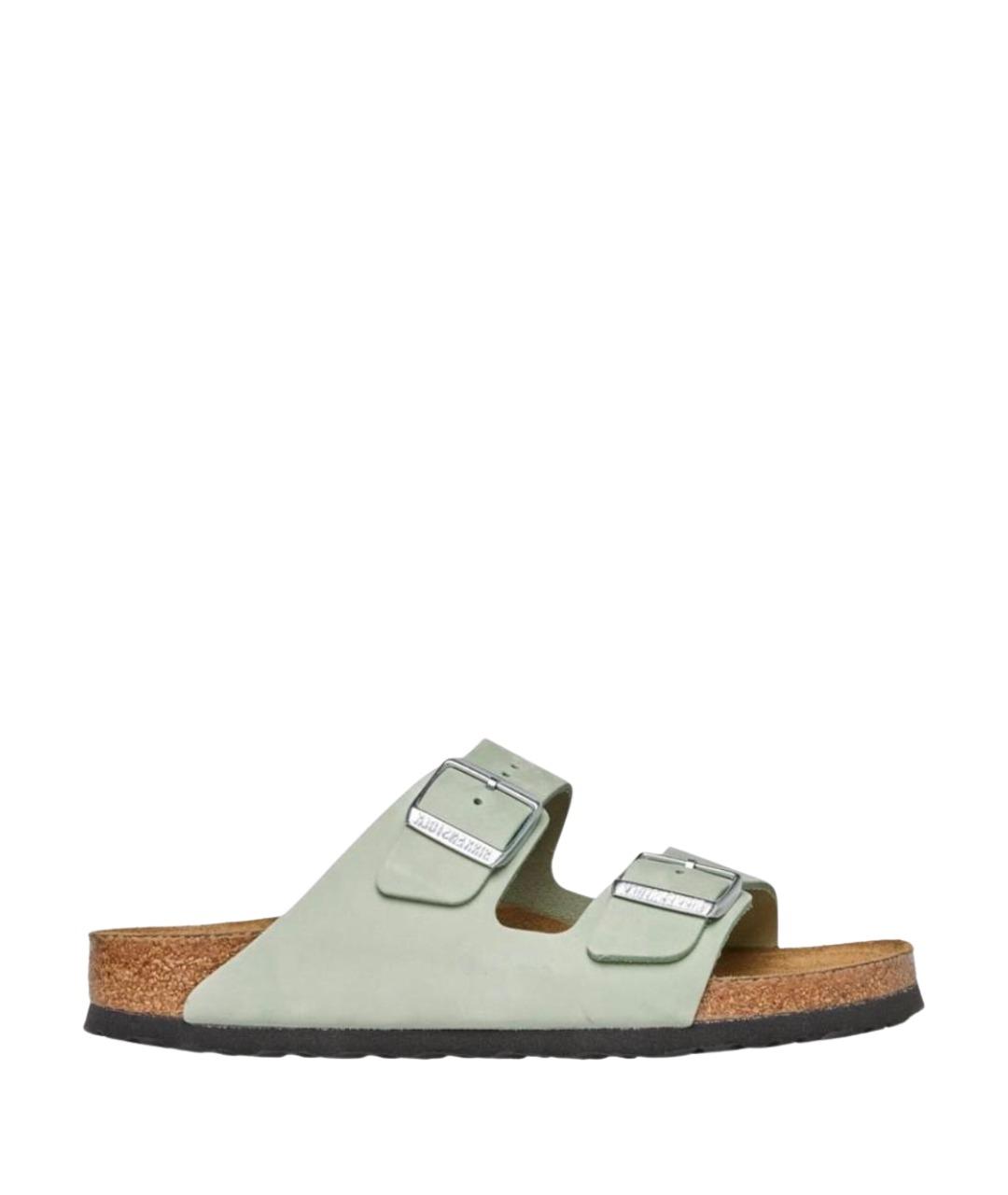 BIRKENSTOCK Зеленые замшевые шлепанцы, фото 1