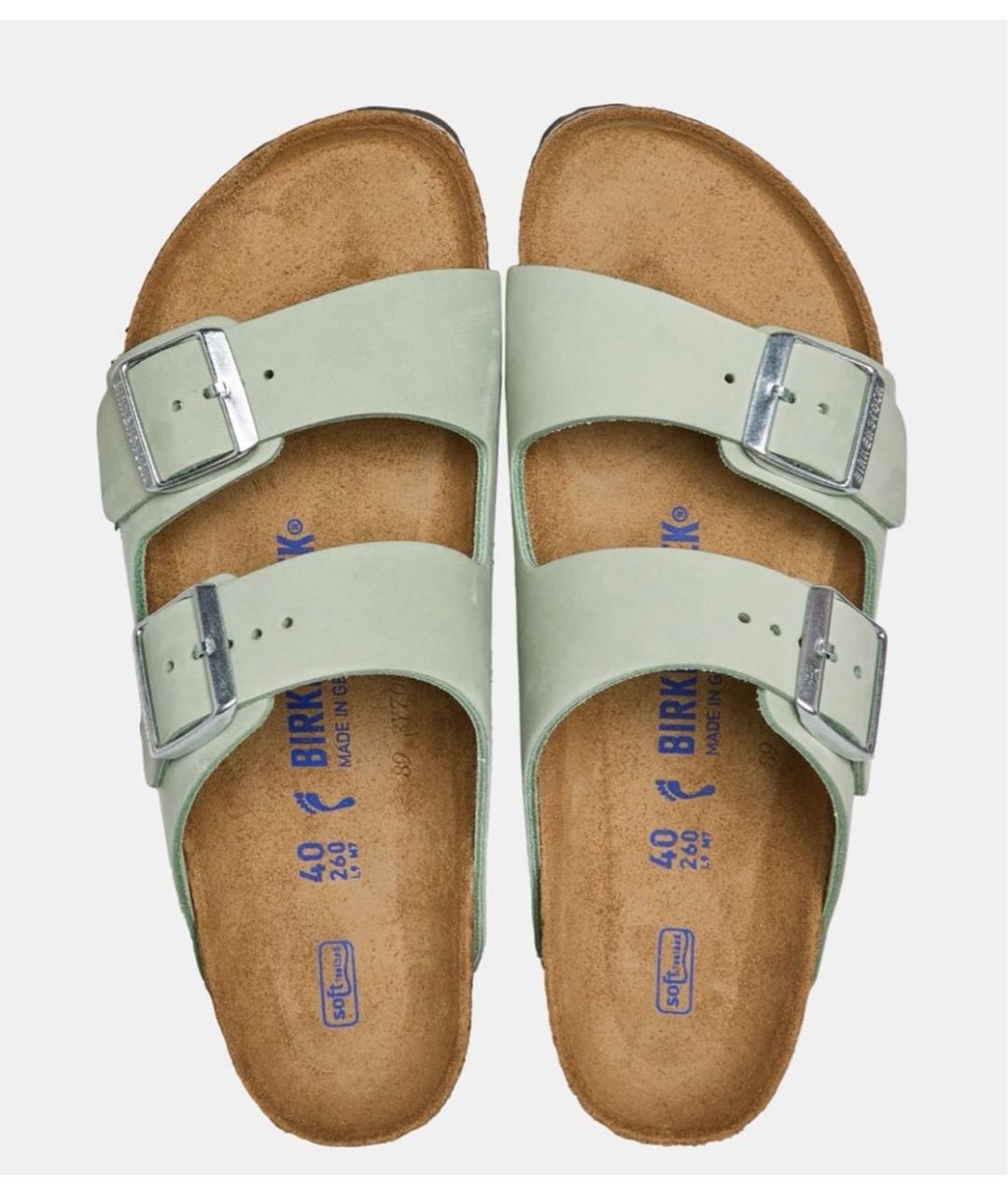 BIRKENSTOCK Зеленые замшевые шлепанцы, фото 2