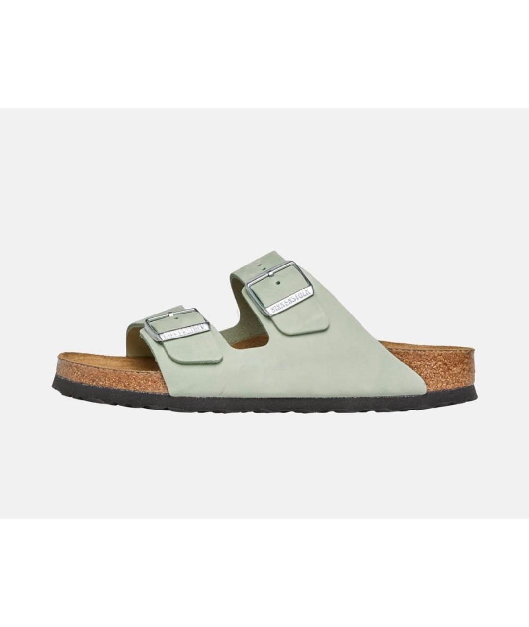BIRKENSTOCK Зеленые замшевые шлепанцы, фото 7