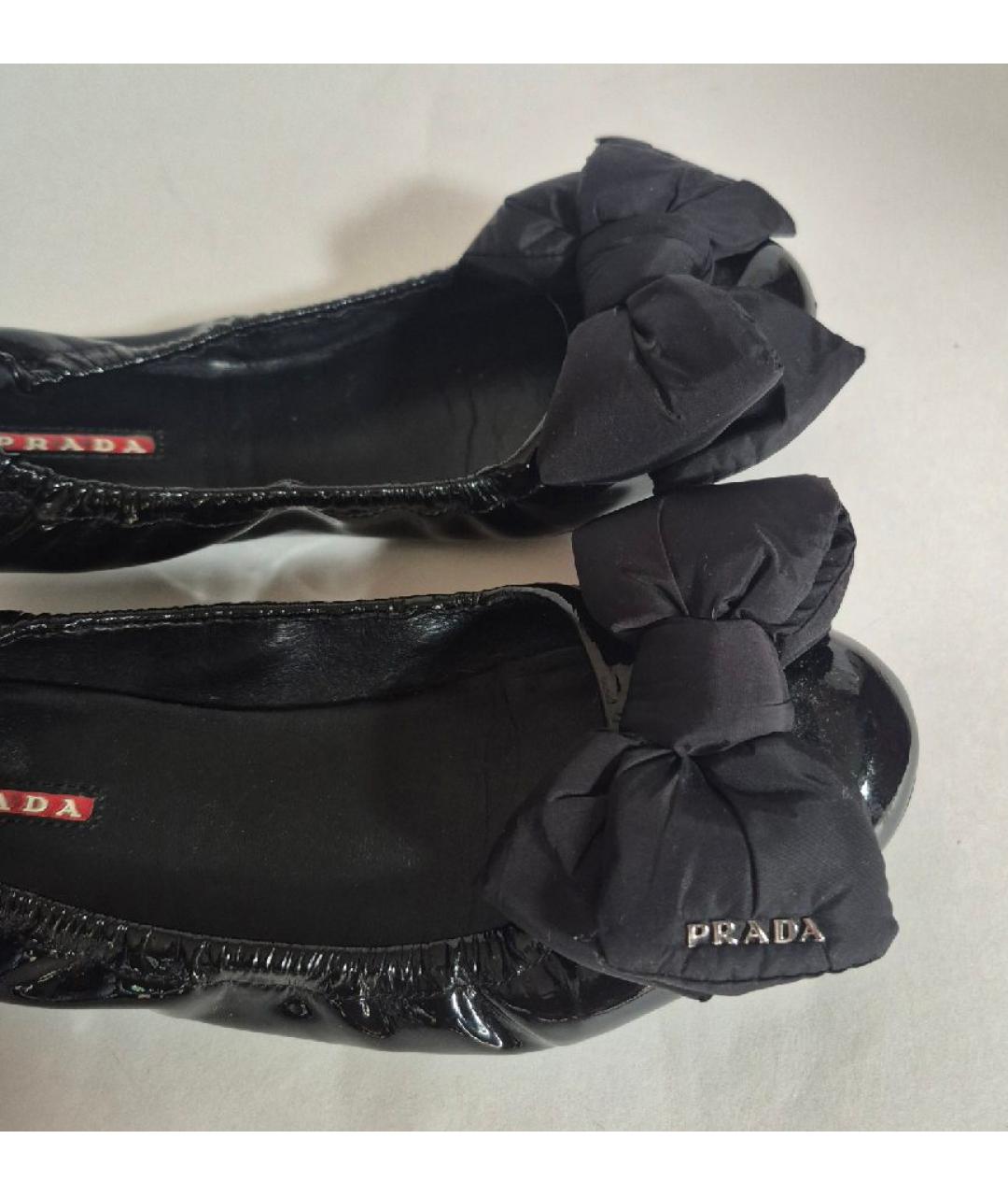 PRADA Черные кожаные балетки, фото 5