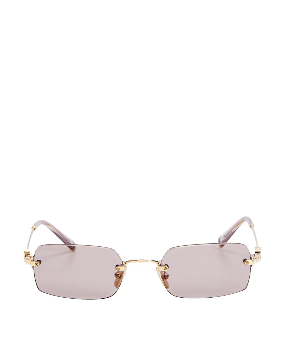 MIU MIU Золотые металлические солнцезащитные очки, фото 1