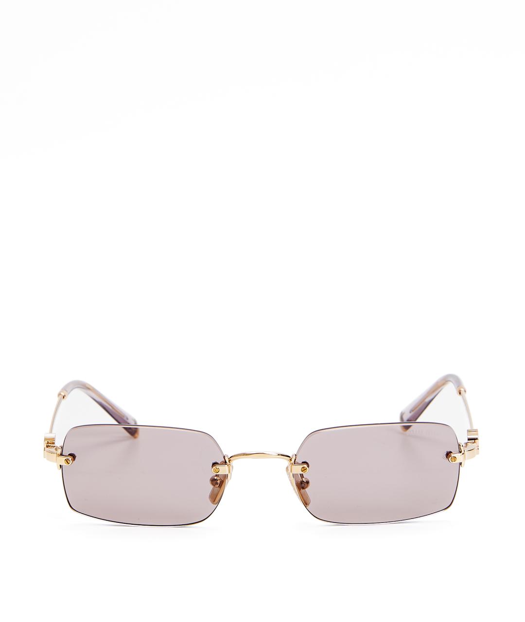 MIU MIU Золотые металлические солнцезащитные очки, фото 7